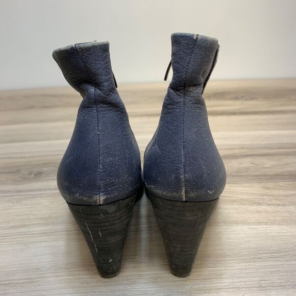 Ecco Shape 75 Ankle Bootie EU 38 US 7 Marine Blue Nubuck Leather High Heel - Picture 5 of 13